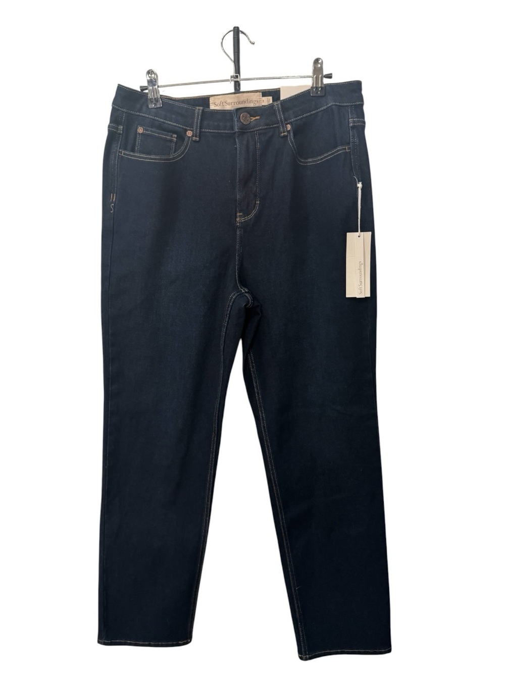 Soft Surroundings Ultimate Denim Straight Leg Jeans fly front jeans NWT size 10